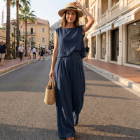 Linen-Blend Blazer & Pants Set