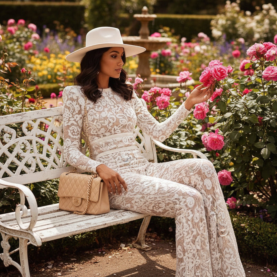 Siren Lace Jumpsuit - White