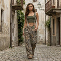 Wide-Leg Denim Overall - Camo