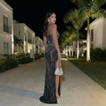 Imarae - Detailed Embellish Slit Maxi Dress
