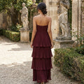 Velmara - Strapeless Layered Ruffle Maxi Dress