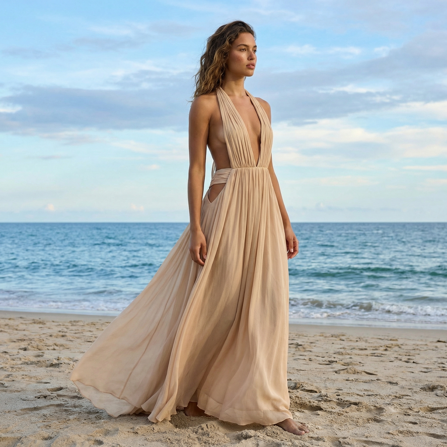 Tatiana - Draped Georgette Maxi Dress