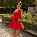 Reylin - A-Line Pleated Full Sleeves Mini Dress