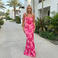 Xavina - Pink Floral Knot-Strap Dress