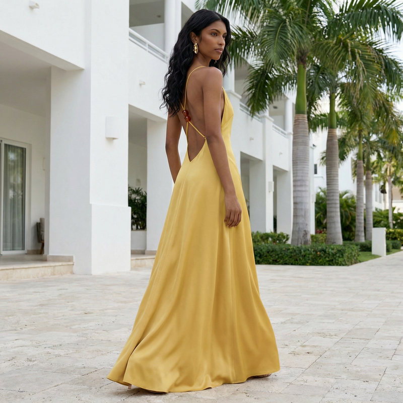 Nadine - Beaded Backless Maxi Dress