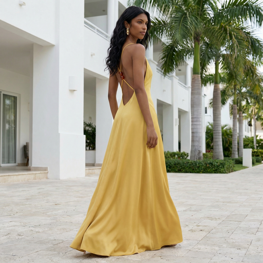 Nadine - Beaded Backless Maxi Dress