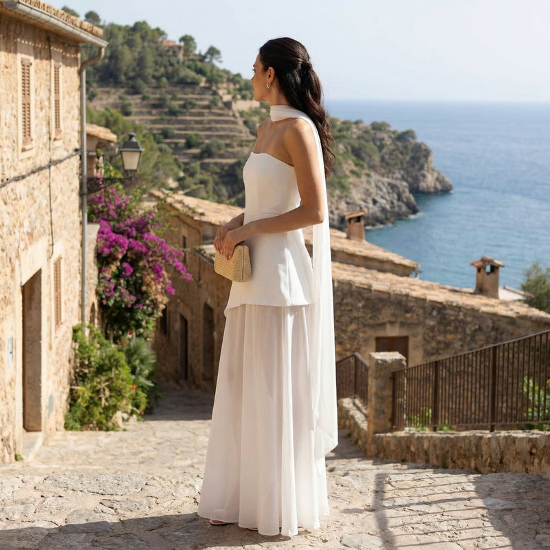 Elodie - Strapless Chiffon Gown