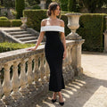 Meliora - Off-Shoulder Contrast Maxi Dress