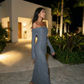 Ziraelle - Off-Shoulder Shimmer Maxi Dress