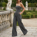 Strapless Wide-Leg Jumpsuit - Grey