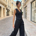 Striped Button-Up Vest & Trouser Set