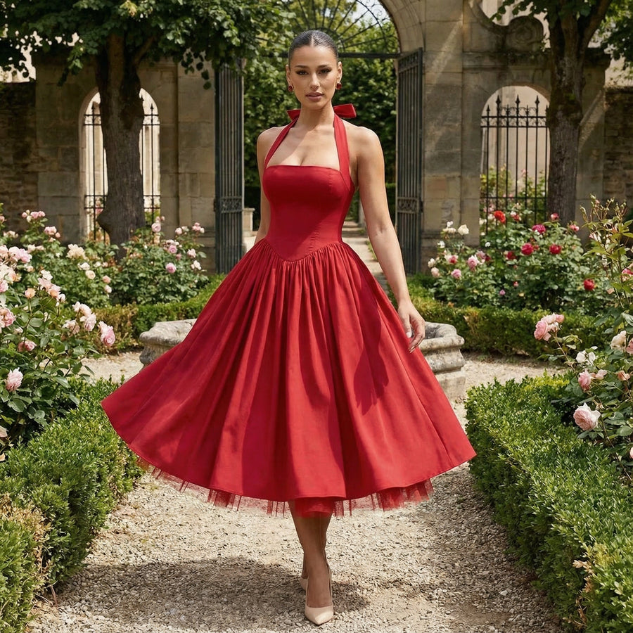Éloise - Lace Corset Midi Dress