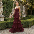 Velmara - Strapeless Layered Ruffle Maxi Dress
