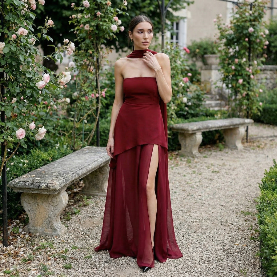 Elodie - Strapless Chiffon Gown