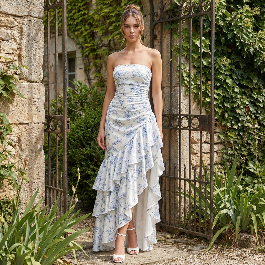 Xyrelle - Sleeveless Slit Ruffle Maxi Dress