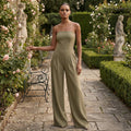 Strapless Wide-Leg Jumpsuit - Khaki