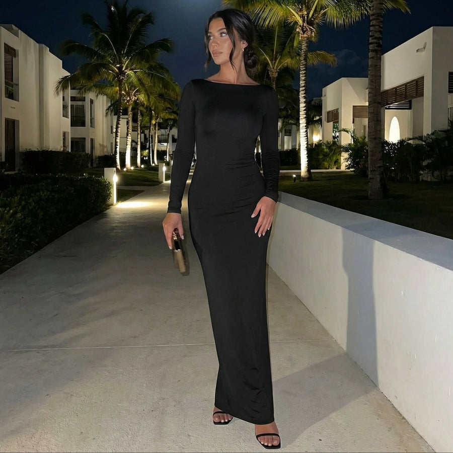 Lyanna - Boat-Neck Backless Maxi Dress