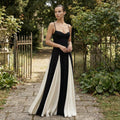 Esmirae - Elegant Contrast Ruffles Maxi Dress