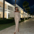 Ziraelle - Off-Shoulder Shimmer Maxi Dress