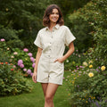 Denim Button-Up Jumpsuit - Ivory
