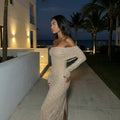 Ziraelle - Off-Shoulder Shimmer Maxi Dress