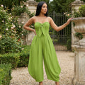 Bow-Front Wide-Leg Jumpsuit - Green