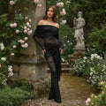 Off-Shoulder Sheer Lace Jumpsuit