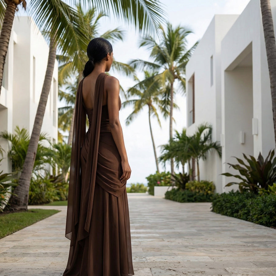 Elodie - Strapless Chiffon Gown