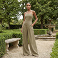 Strapless Wide-Leg Jumpsuit - Khaki