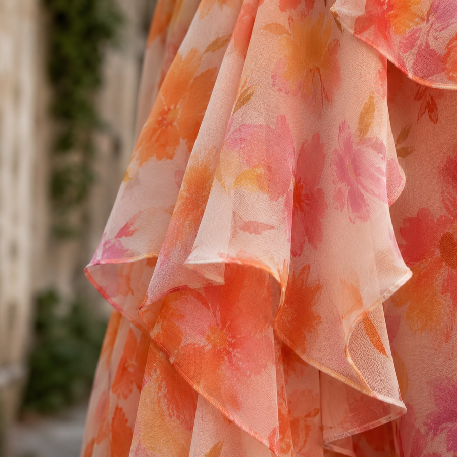 Solara - Chiffon Cutout Maxi Dress