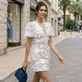 Sue - Floral Mini Dress With Puff Sleeves