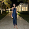 Verity -  Fringe Halter Gown