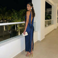Verity -  Fringe Halter Gown