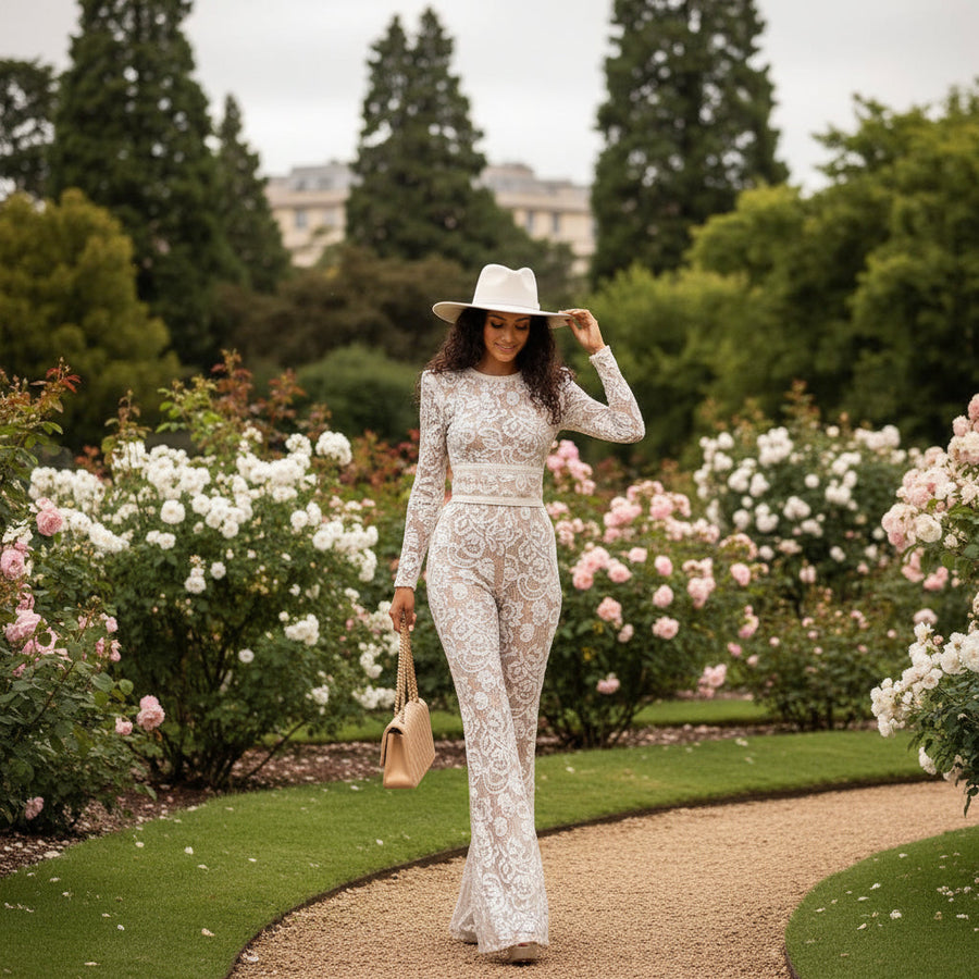 Siren Lace Jumpsuit - White