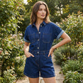Denim Button-Up Jumpsuit - Dark Denim