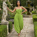 Bow-Front Wide-Leg Jumpsuit - Green