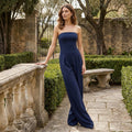 Strapless Wide-Leg Jumpsuit - Navy Blue