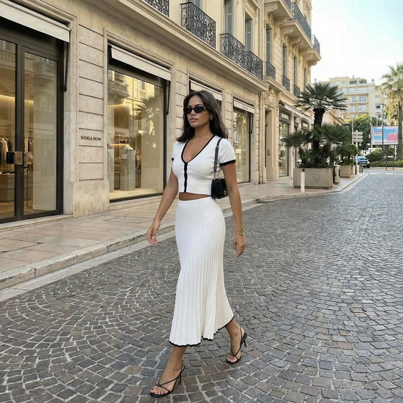 Slim Knit Top & Skirt Set