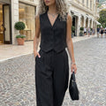 Striped Button-Up Vest & Trouser Set