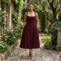 Alessia - Crepe Godet Midi Dress