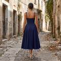 Alessia - Crepe Godet Midi Dress