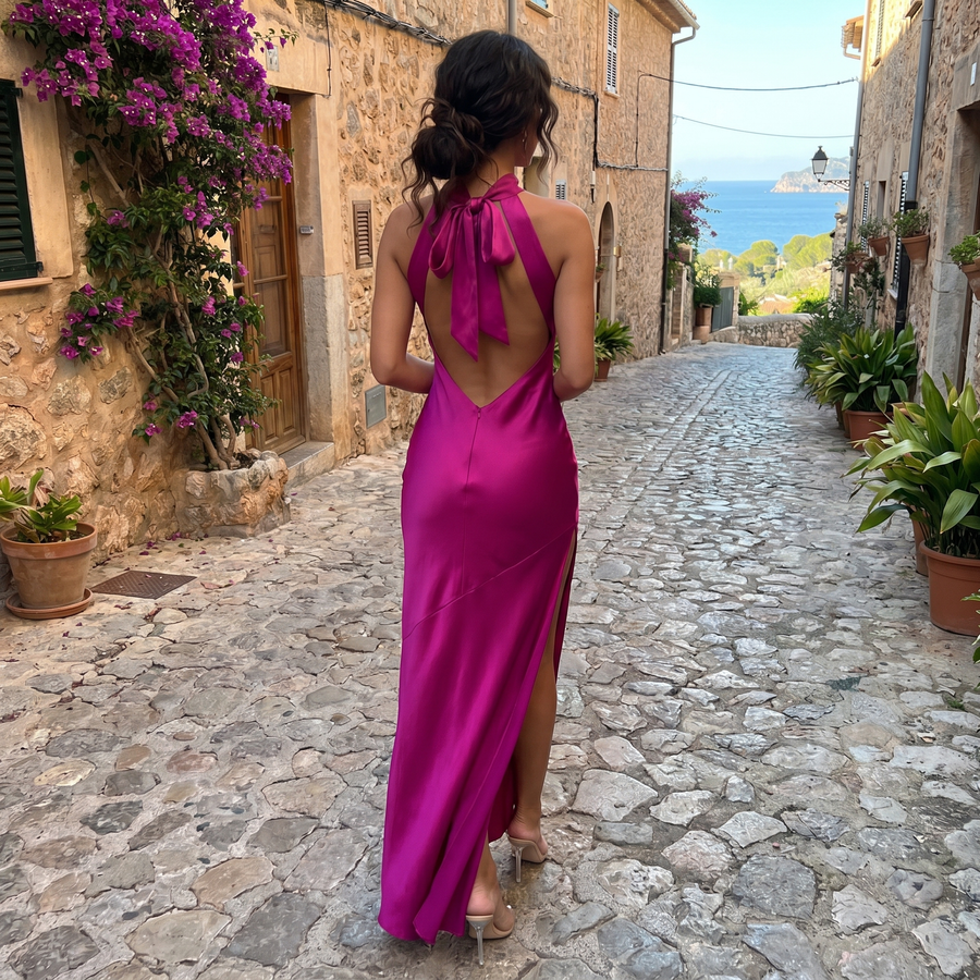 Victoria - Halter Satin Gown