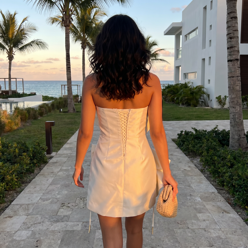 Zelithra - Strapless Rose Mini Dress