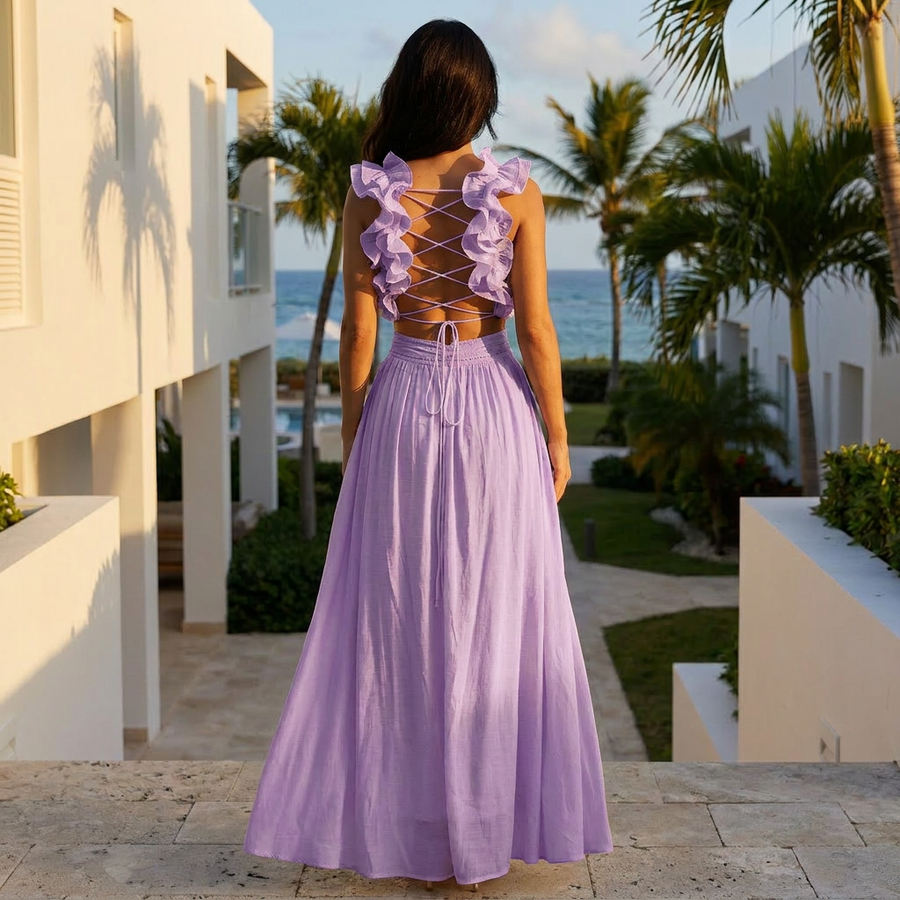 Louiza - Elegant Dress With Deep V-Neck