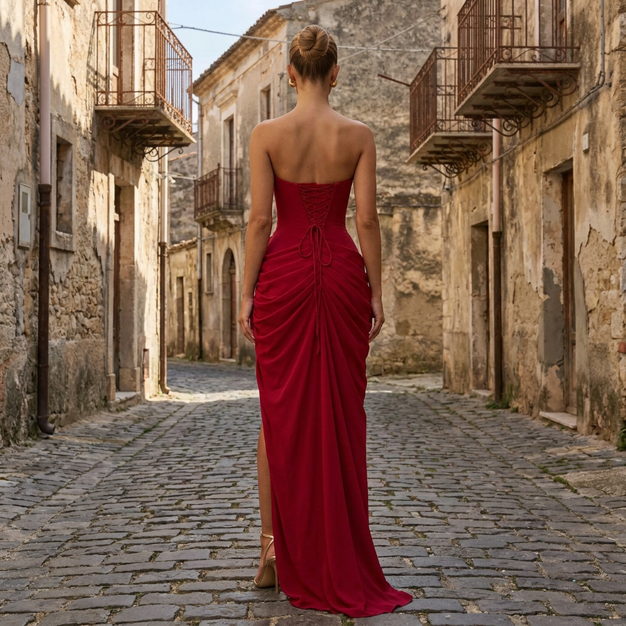 Ciara – Draped Corset Maxi Dress