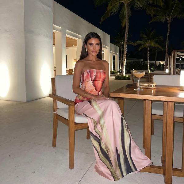Olympia - Floral Print Satin Dress