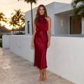 Nerina – Draped High-Neck Maxi Dress