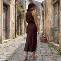 Nerina – Draped High-Neck Maxi Dress