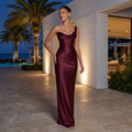 Thaliana – One-Shoulder Satin Corset Maxi Dress