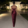 Thaliana – One-Shoulder Satin Corset Maxi Dress